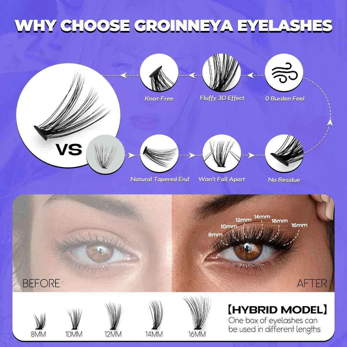 Groinneya Cluster eyelash natural eyelash extension roll personal eyelash mixing tray artificial mink eyelashes Cilias makeupW241024