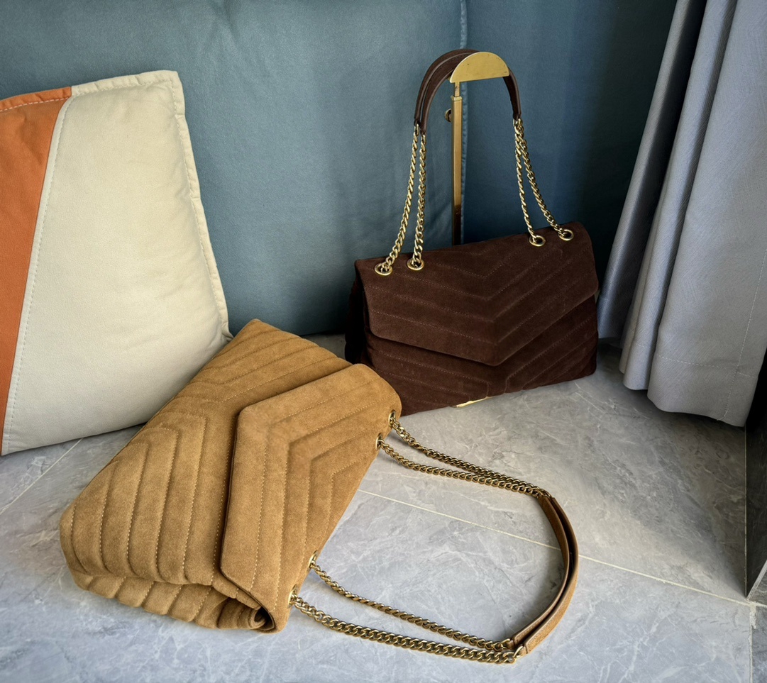 Latest designer bag suede Brown Shoulder Bag Womens Designer Tote Bag fashion metal Emblem suede leather Shoulder bag Handbag Autumn and winter Purse YB132