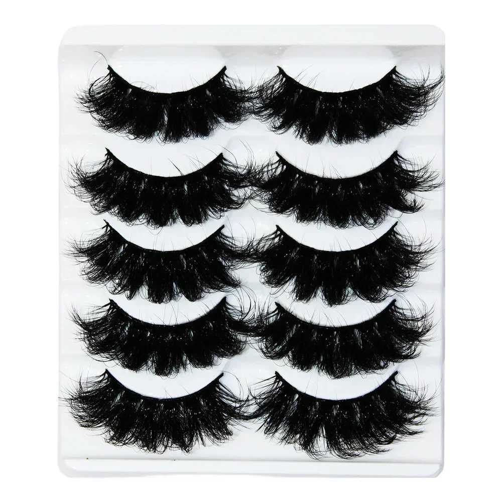 Thick Dramatic Faux Mink Eyelash -5 pairs of fluffy 3D eyelashesW241024