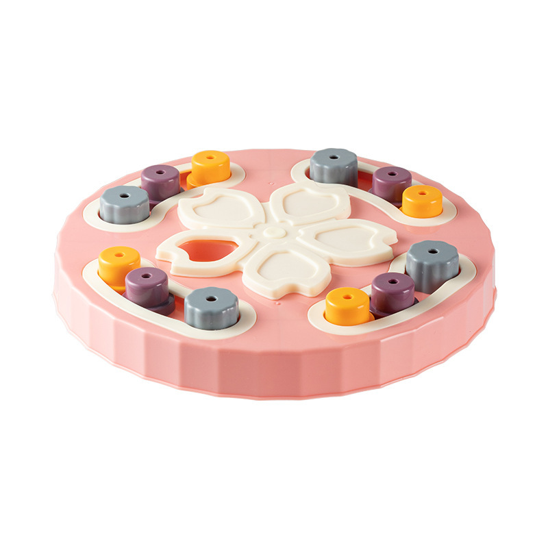 Dog puzzle board toys slow leakage slow food control cat cherry blossom dog bowl plastic small and medium kitten and dog food utensils
