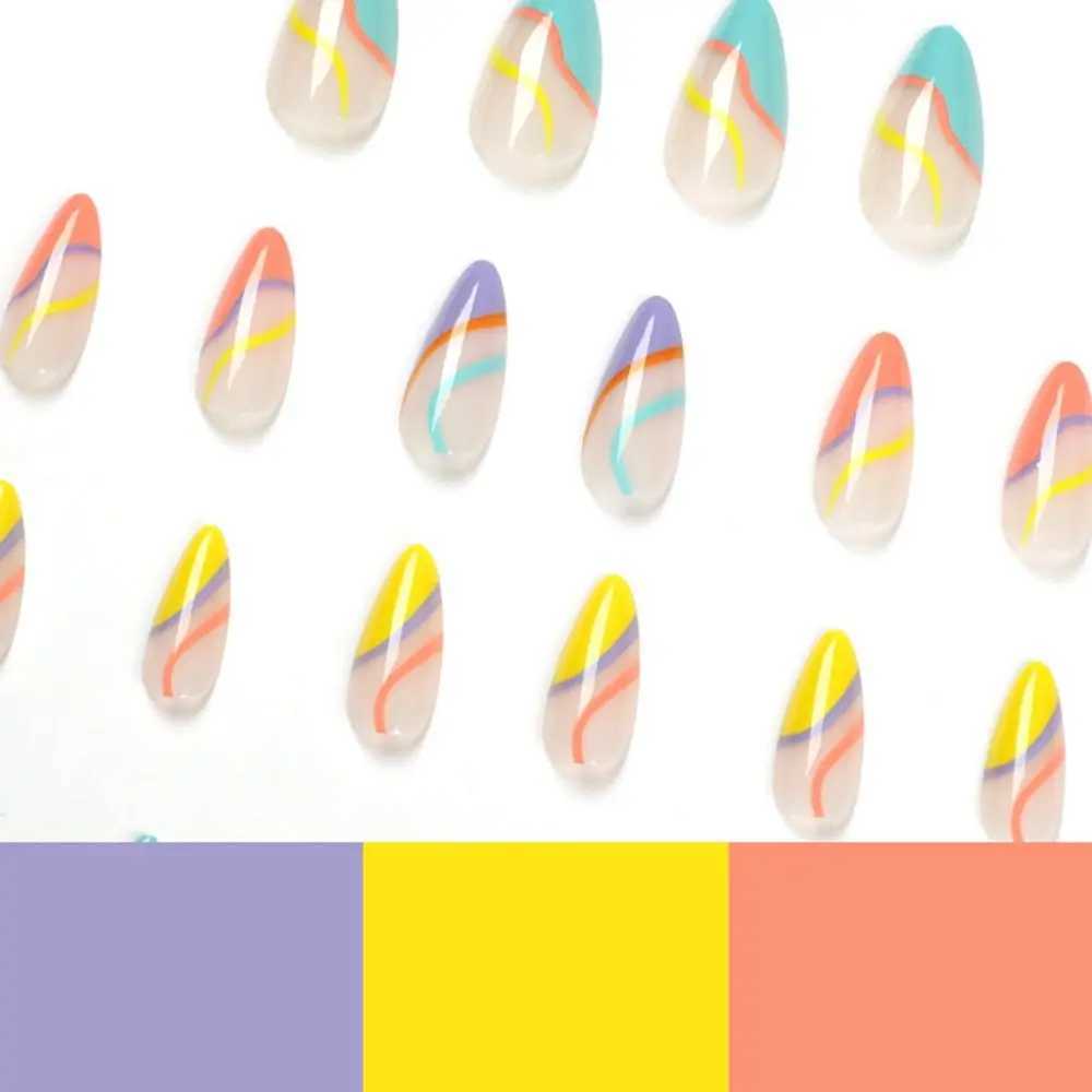 24pcs/Box Press On Nails Artificial Manicure Tool Nail Tips Wearable Almond False Nails French Fake NailsXJ241025