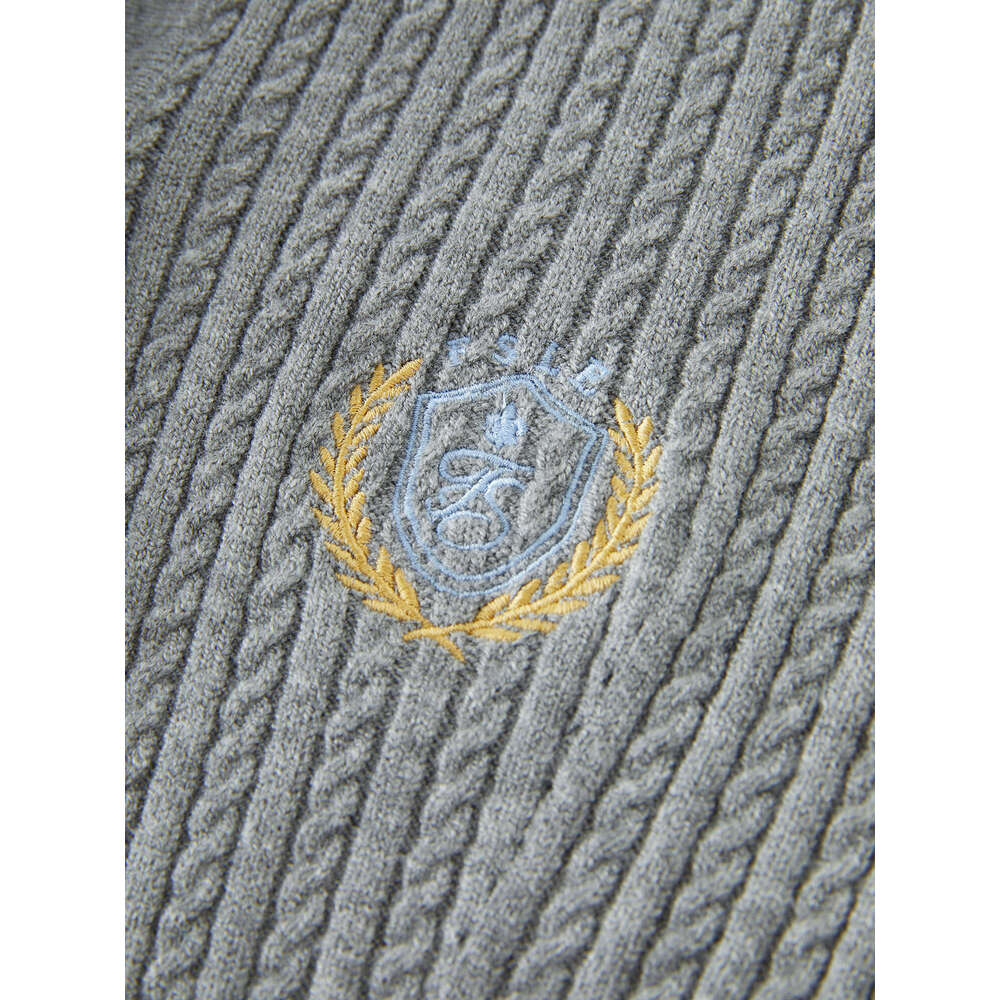 FSLE Office Lady College Embroidered Lapel Slim Fit Solid Color Knitted Dress 2024 Winter New Style Interior 24Fs14353