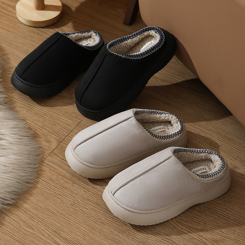 2024 new free shipping designer winter snow fur furry solid color velvet spliced slippers non slip lightweight warm cotton slippers for women