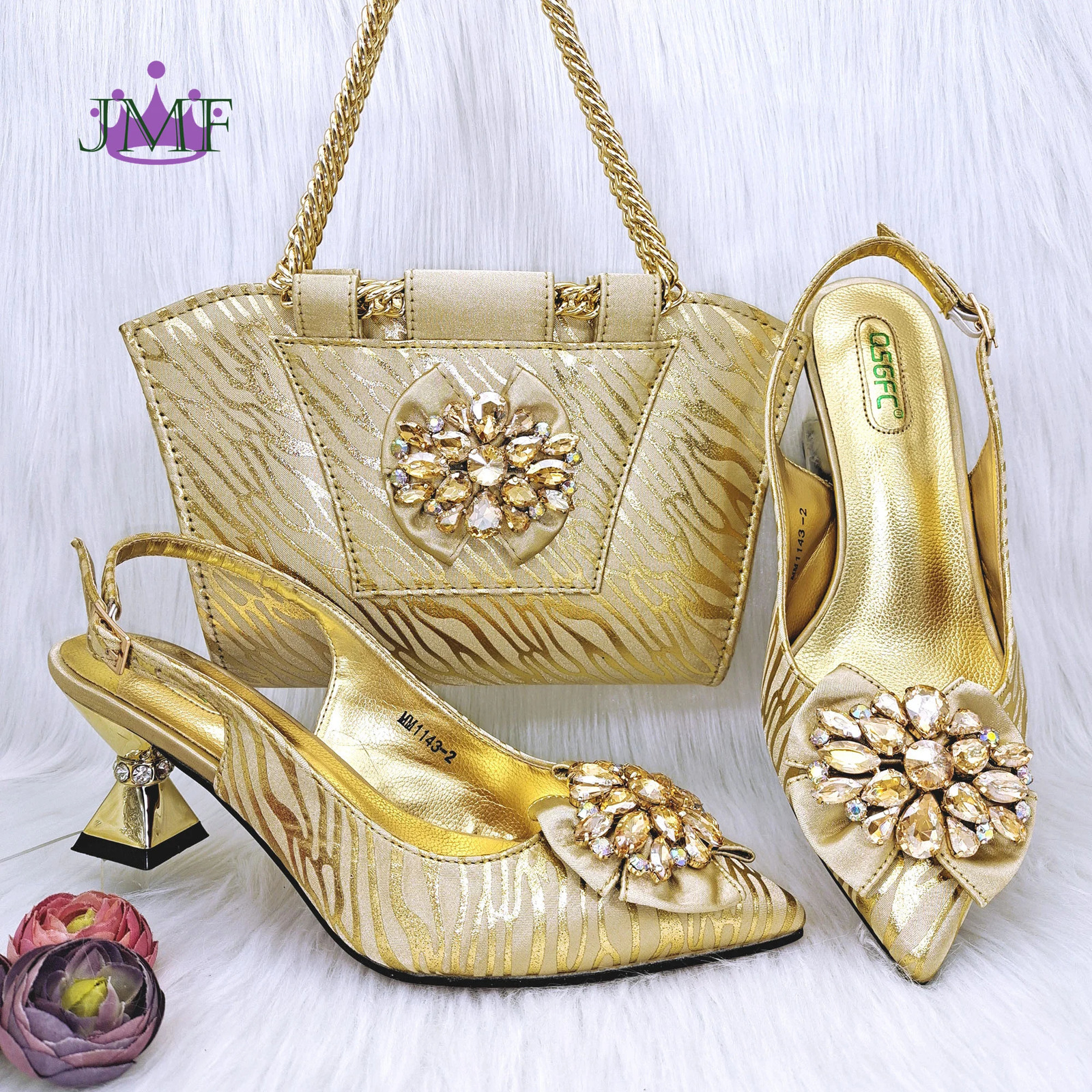 African golden fashion point boots daily wearable or party womens 3D clutch bag 241024