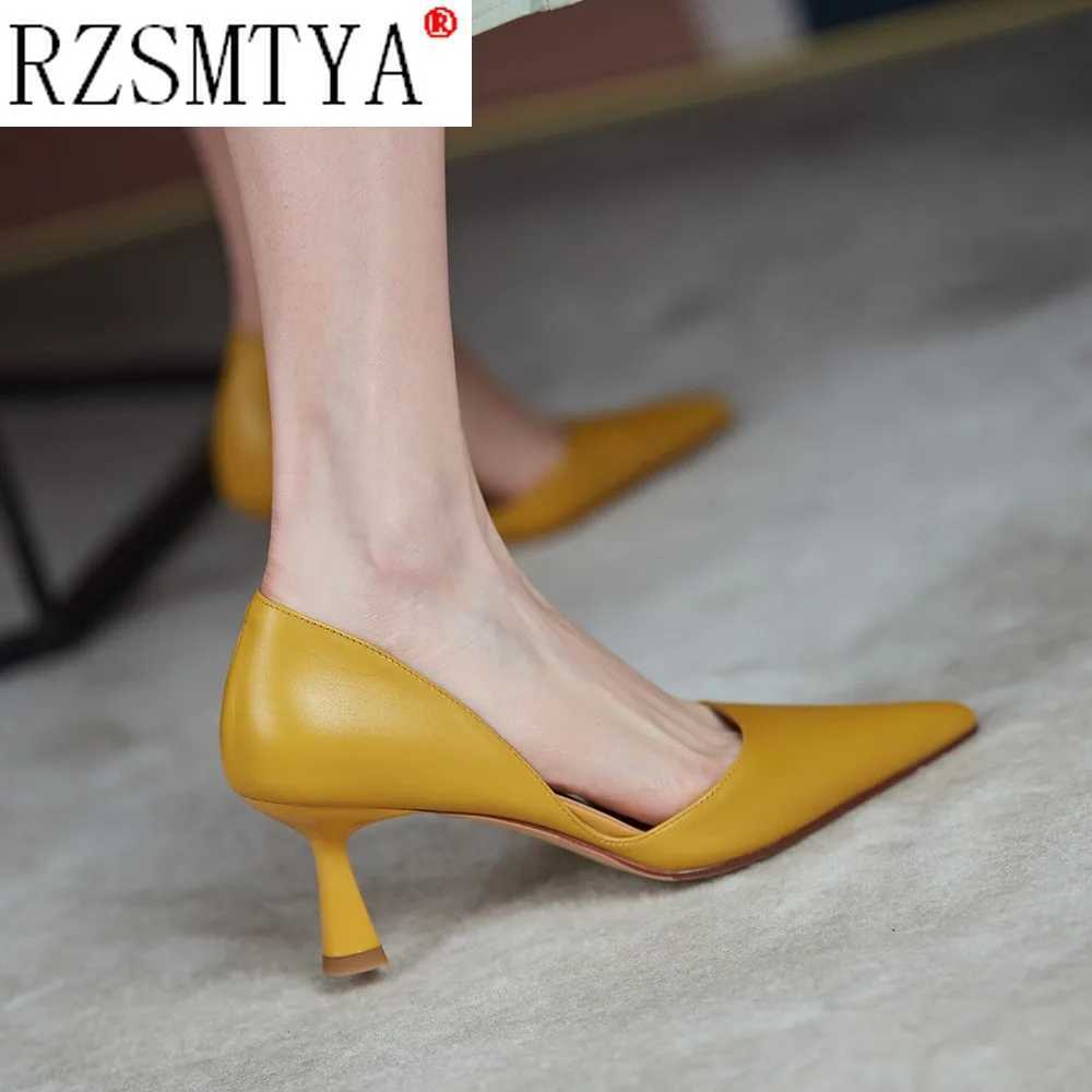 High Quality Womens Pump Elegant Pointed Toe Office Womens Shoes Spring/Summer High Heels Wedding Bridal Shoes Yellow Pump Zapatos Tac Mujer T241024