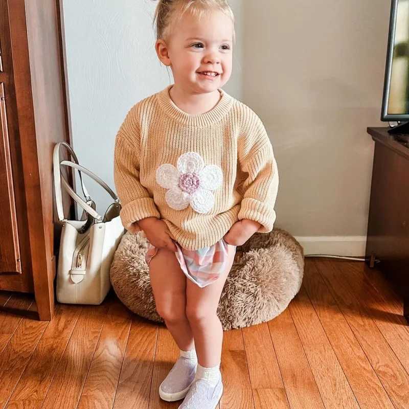 MISOWMNJOY Flower Knitted Womens Sweater Winter and Autumn Casual Clothing Cute and Warm Long Sleeve Pullover Top Baby Knitted W241025