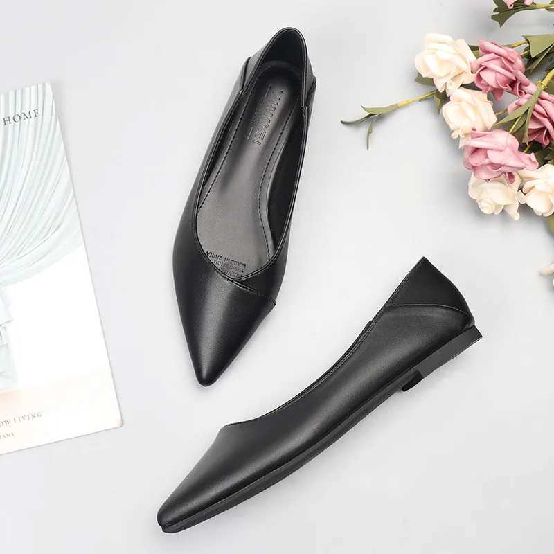 High Quality FI Womens Elegant and Simple Black Pump Soft Bottom Square High Toe Sewing Slide Office Shoes Comfortable T241024