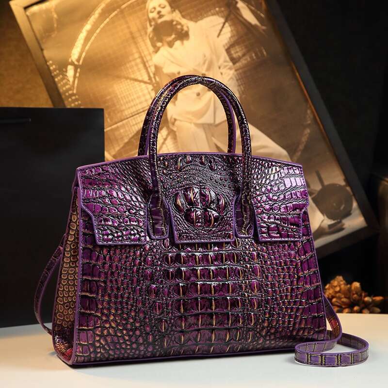 Crocodile Pattern Leather Women Handbags Fashion Commuter Briefcase Portable Tote Bag Shoulder Messenger Bags 2024 New