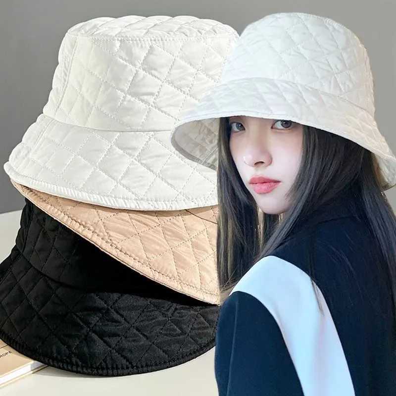 New Fisherman Hat for Men Women Autumn Winter Basin Panama Hats Korean Fashion Unisex Outdoor Rhombus Lady Cold Warm Bucket CapX241025