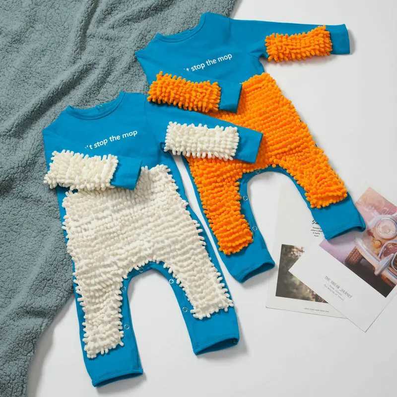Baby Clothes 2024 New Baby Crling Clothes Baby Mopping Crling Clothes Dark Button English long-sleeved JumpsuitXJ241025