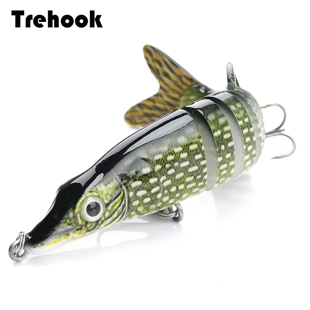 TREHOOK 10cm125cm Pike Wobblers for Fishing Artificial Bait Hard Multi Jointed Swimbait Crankbait Lifelike Lure Tackle 241024