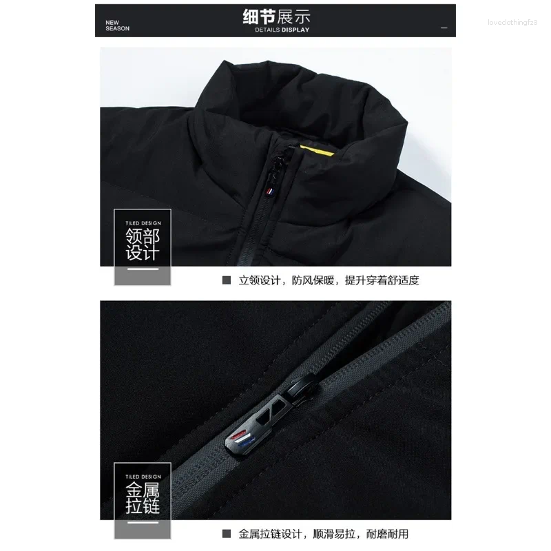 Men's Down Winter Cotton Jacket With Stand Up Collar And Casual Jacketsthick Zipper Coat Parkas