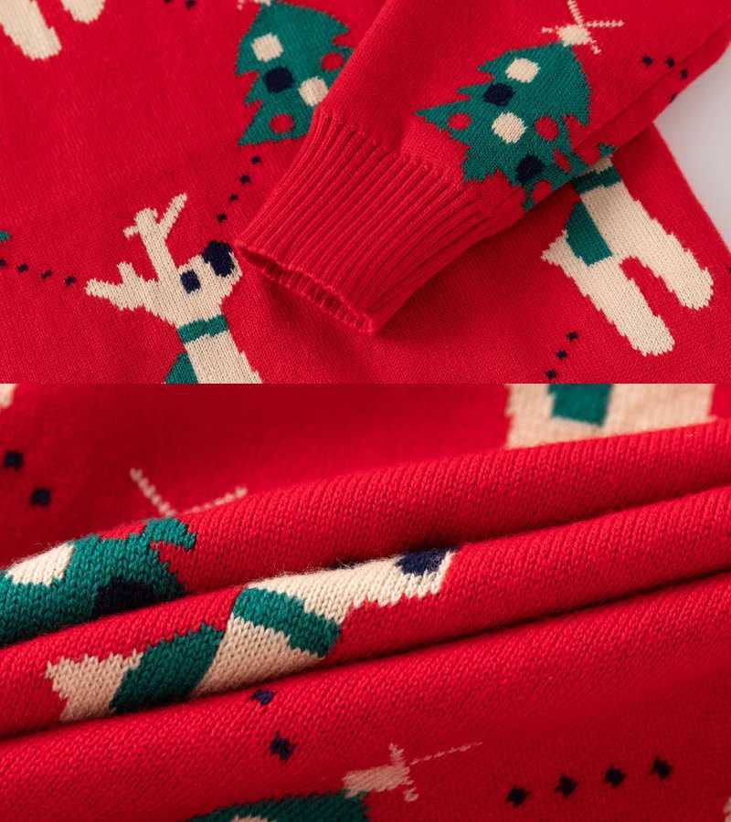 Winter childrens sweater long sleeved printed deer Christmas tree zipper Knitwear 2-6Y baby boy girl sweater childrens party clothing W241025
