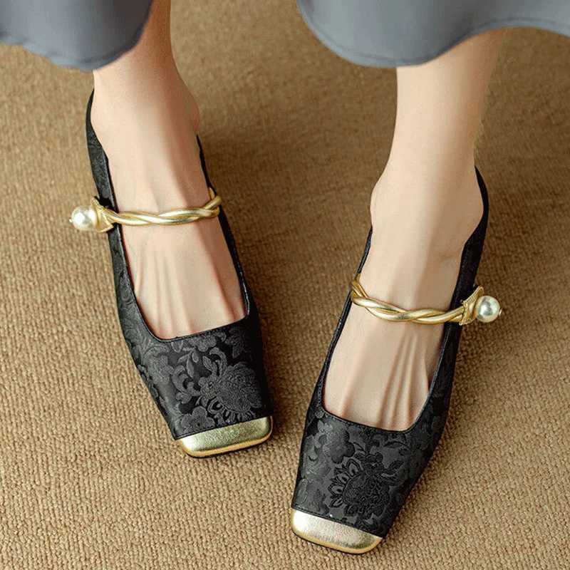 High Quality Summer New Fi Square Head Solid Color Light Mouth Comfortable Exterior Womens High Heels Single Shoes T241024