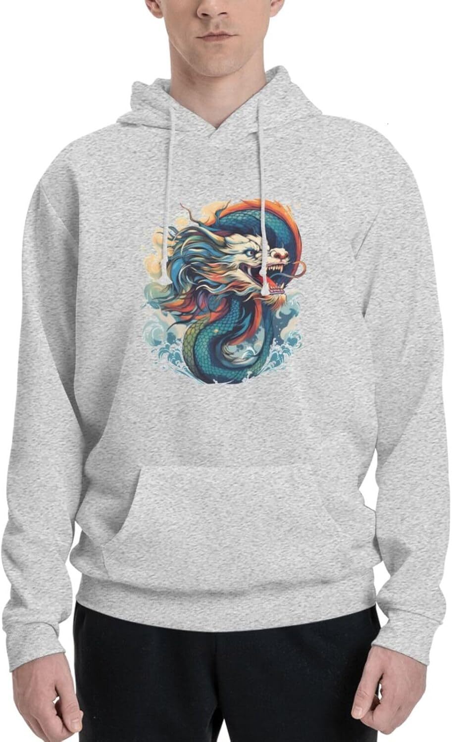 Hoodie for Mens Funny Cartoon Chinese Dragon Print Hoodie for Women Men Animals Hoodies Sweatshirt Clothing Graphic Leisure warmth