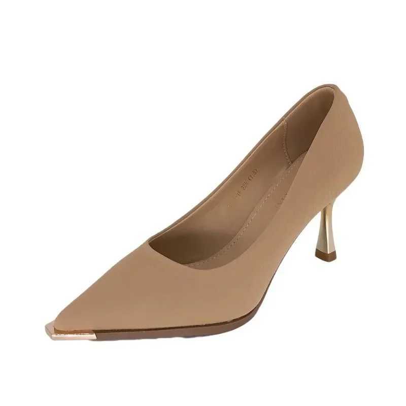 High Quality French style womens high heels spring new Fi metal dot light high heels single shoes professional dress shoes T241024