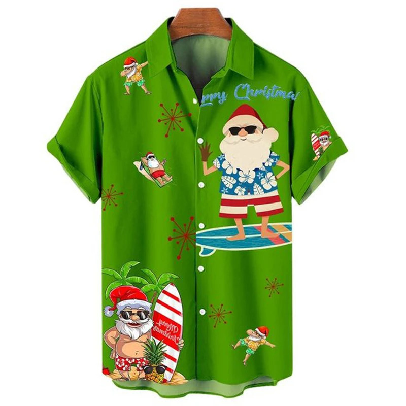 Summer Funny Hawaiian Shirts 3d Print Christmas Casual Men Women Beach Short Sleeve Blouse Fashion Mens Vocation Lapel Camisa 241025