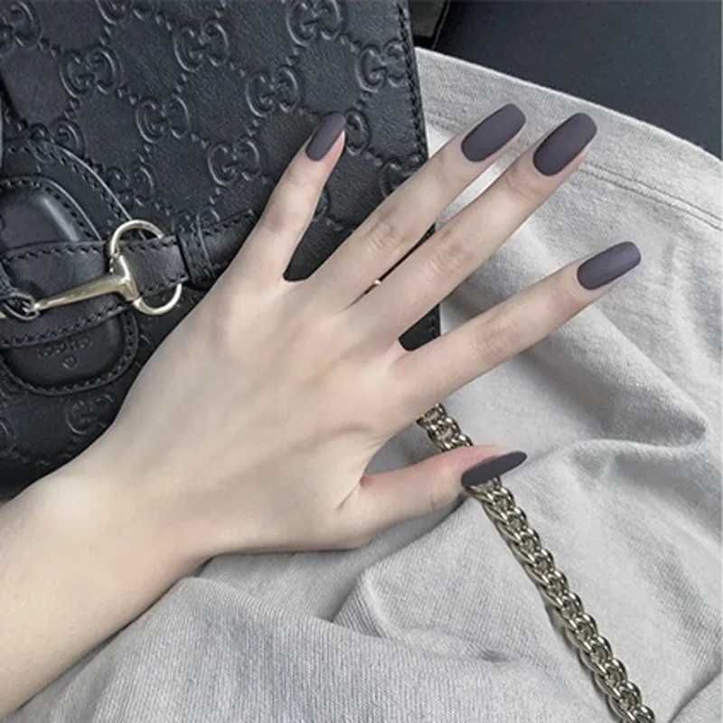 24Pcs Fake Nails Medium Length Matte Solid Color Press on Nails Companion Tools Included ReusableXJ241025