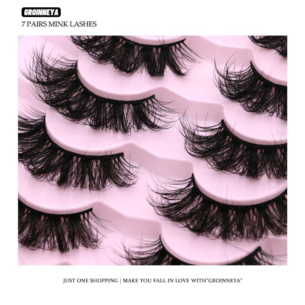 Groinneya eyelash mink fluffy 5/7 pairs of eyelashes long-lasting Wispy natural eyelashes dramatic volume eyelash extension thickness longW241024