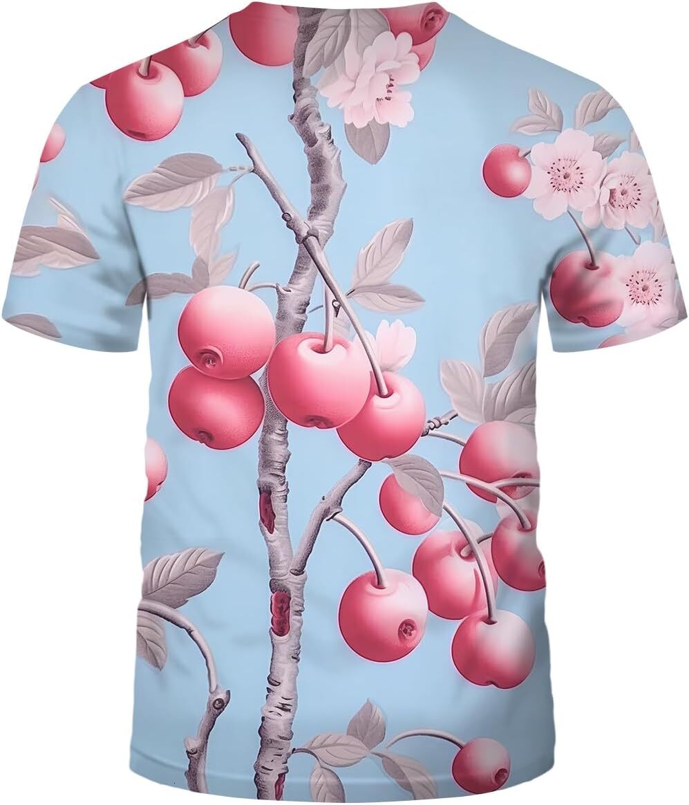 Mens T shirt Men's Hawaiian Mushroom Shirt Tees Casual Tropical Cherries Floral Print Short Sleeve T-Shirts Tops tee Casual tops summer clothes c