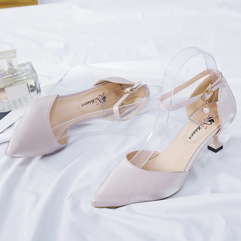 Fashion Solid Color High Heels for Women 2024 Summer Girl Internet Celebrity Sexy Single Word Button Casual Comfortable Shoes for Women 241024