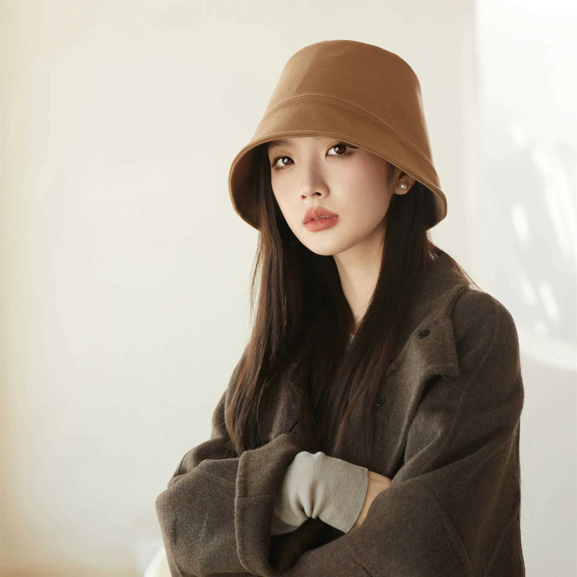 New fisherman hat female spring and fall veiled hundred take show face small bucket basin hat sun hat subX241025