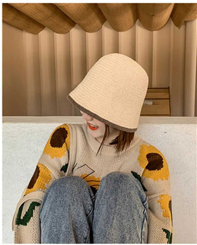 Korean Autumn Winte Pure Color Bucket Hat Fashion Ladies Fisherman Hat Ear Protection Soft Wool Fishing Bucket Hat Outdoor HatX241025