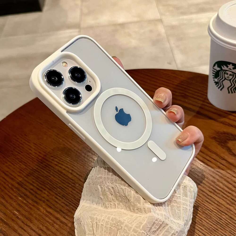 Suitable for iPhone 16 phone case acrylic magnetic suction Apple 15 Macaron silicone anti drop transparent protective cover 14