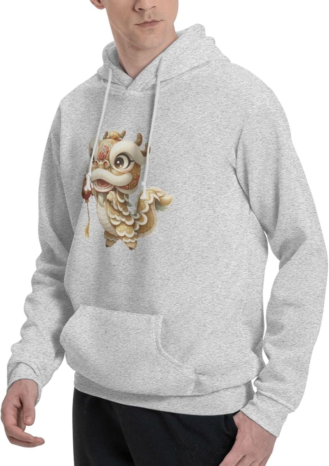 Hoodie for Mens Womens Funny Cartoon Chinese Dragon Print Hoodie Animals Lovers Pullover Hoodies Sweatshirt Clothing Graphic