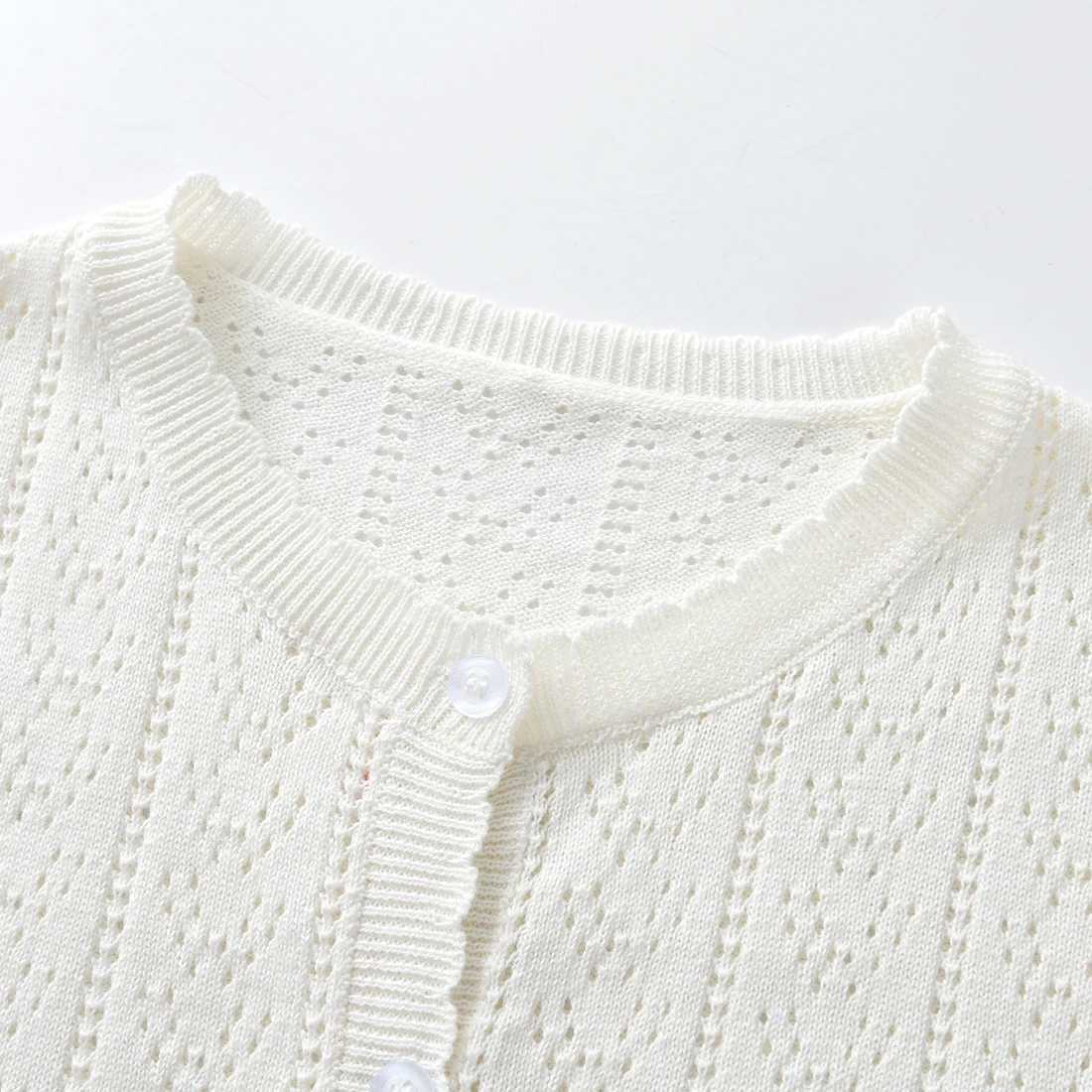 Spring and autumn newborn baby girl pure cotton sweater cardigan wool sweater hollow knitted thin jacket W241025
