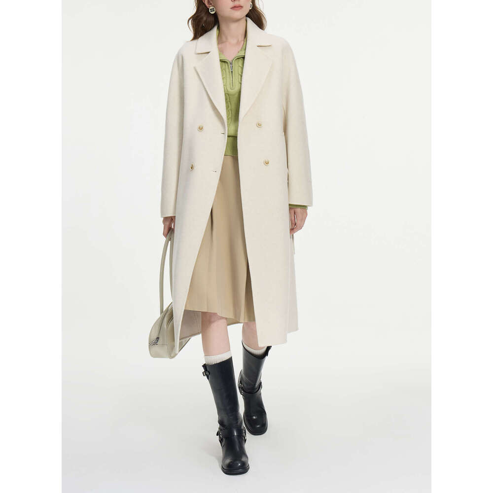 FSLE 66.5% Wool Reversible 3 Color Classic For Women Autumn Winter 2024 New Design Long Loose Warm Casual Coat 24Fs14272