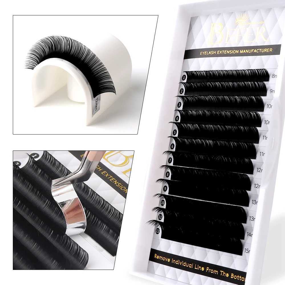 Befer 12 Rows Personal Eyelash Extension C/CC/D Curling Matte Black Classic Eyelash Natural Soft Makeup Eyelash Wholesale SuppliesW241024