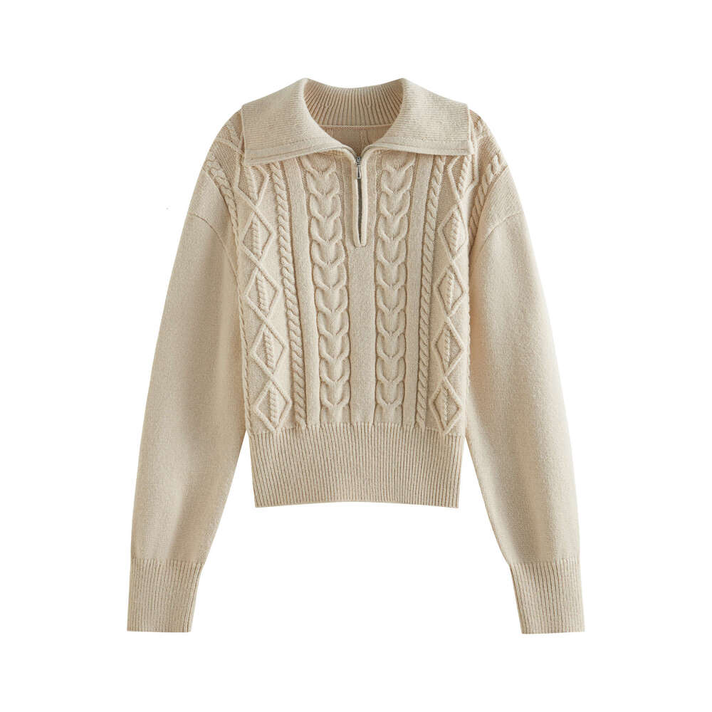 FSLE 9.3% Wool V-Neck Chic Pullover Two Color For Women Autumn Winter 2024 New Design Twisted Wer Sweater 24Fs14396