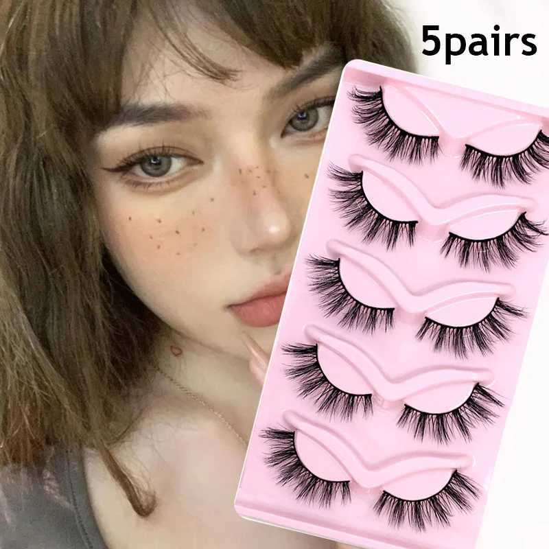 Artificial 3D mink eyelashes 2/5 pairs of natural color semi false eyelashes fluffy and soft full eyelash makeup mink false eyelashes CiliosW241024