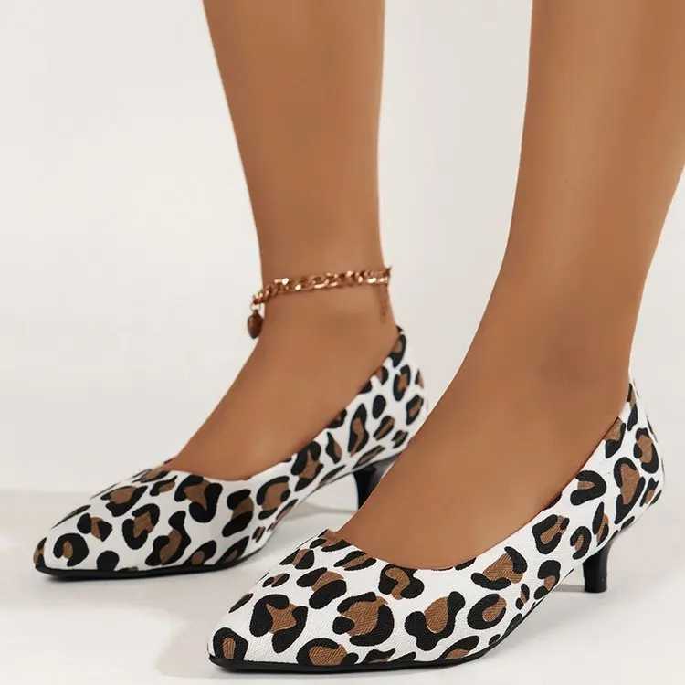 High Quality new Plus size 43 sexy and elegant womens shoes Fi leopard print Pointed toe thin high heels sandals Chaussure womens pump T241024