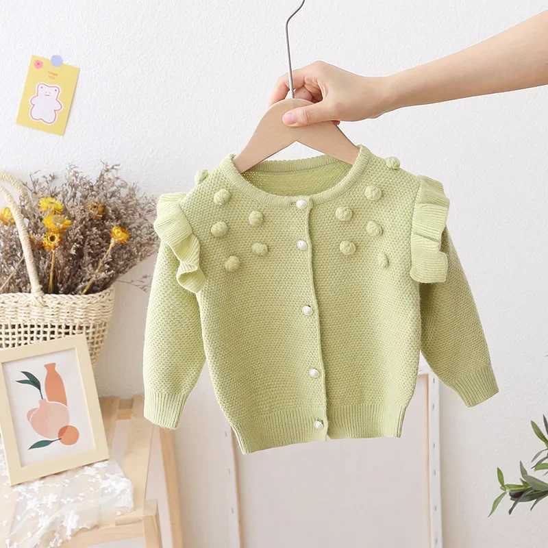 Baby girl sweater toddler girl long sleeved cotton cardigan skydiving wool knitted fabric childrens cartoon ruffles childrens clothing EY08142 W241025