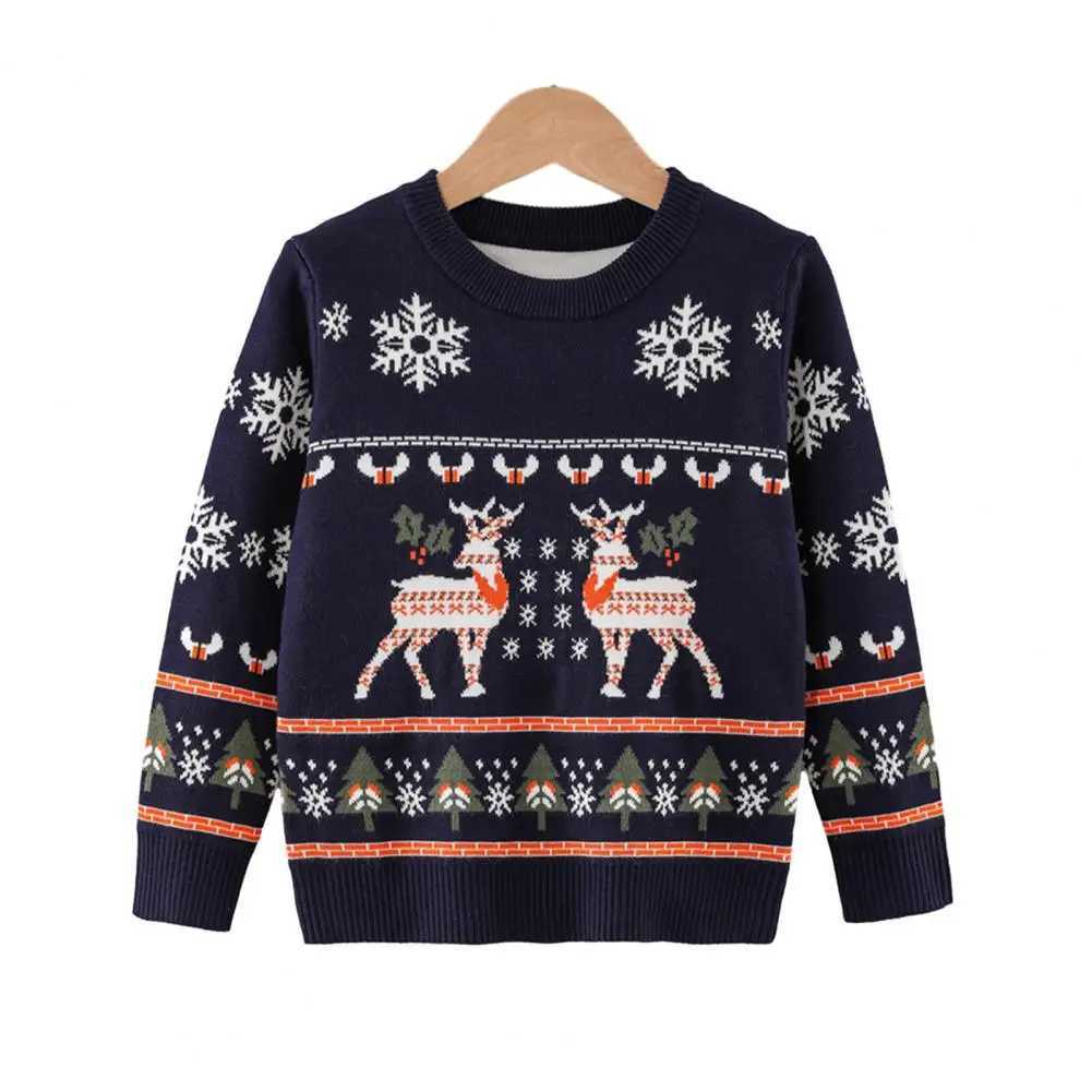 Childrens Christmas Sweater Comfortable Cartoon Design Childrens Christmas Sweater Boys and Girls Fun Winter Neutral New Years Sweater W241025