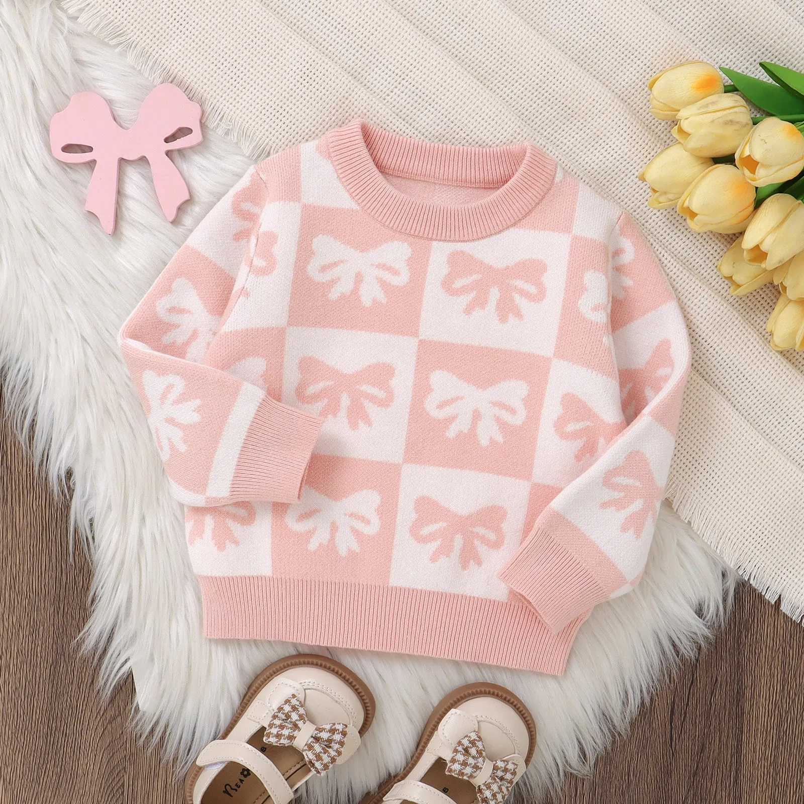Baby boy girl knitted work collar sweater childrens pull-out sweater winter warmth 18 month old girl winter clothing W241025