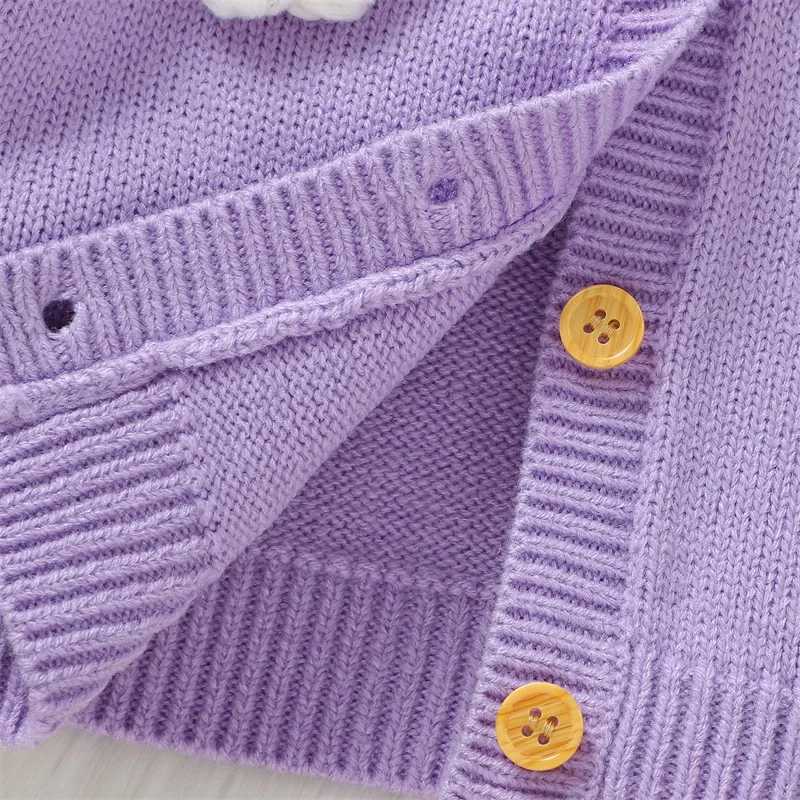 Newly born girl sweater jacket 2023 autumn winter fashion flower girl knitted cardigan wool sweater jacket for childrens clothing W241025