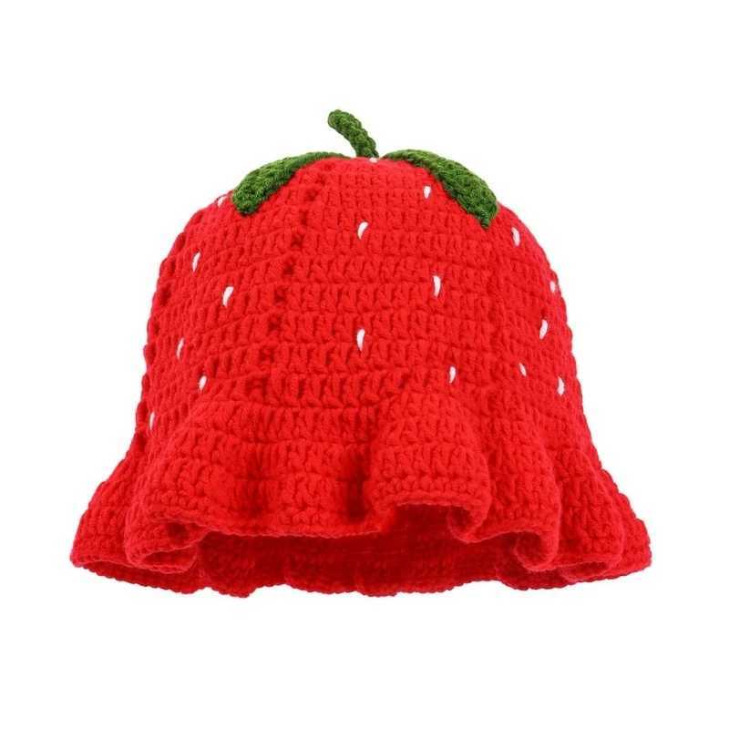 Handmade Fisherman Hat Handwoven Strawberry Crocheted Hat for Music FestivalX241025