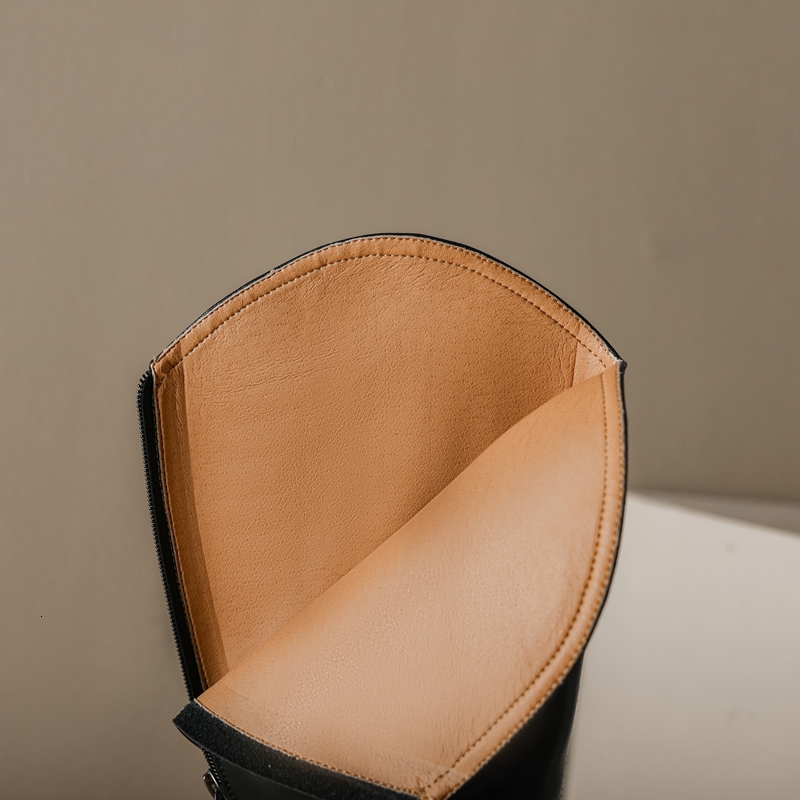 Kaky's New Square Head Mid Heel Genuine Leather Cowhide Women's High Sleeve Long Western Boots