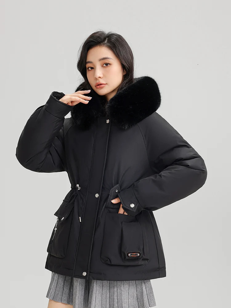 Vielleicht Vintage College Style Winter Clothes Women Jackets Coat Wool Liner Medium Long Parkas Fur Hooded Outwear 241021