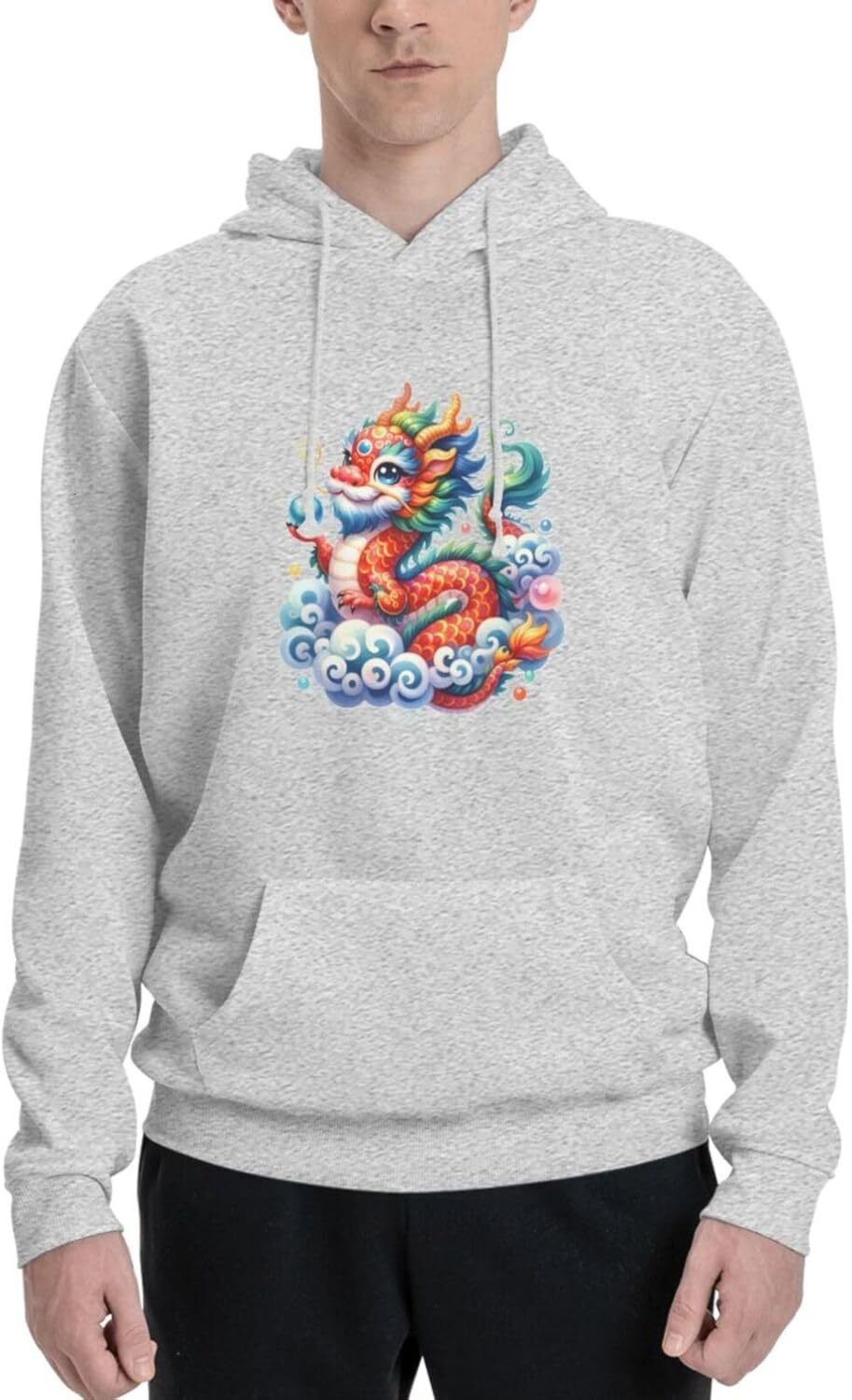 Hoodie for Mens Womens Funny Cartoon Chinese Dragon Print Hoodie for Women Men Animals Hoodies Sweatshirt Clothing Graphic Leisure warmth