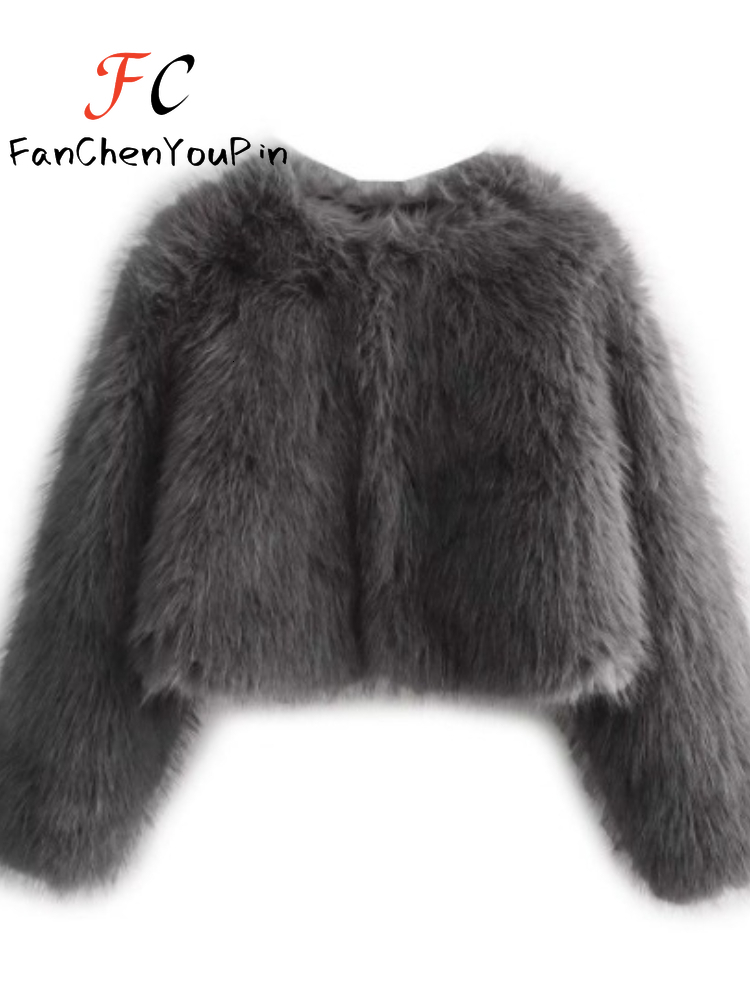 Autumn Winter New Women's Coat Fashion Warm Thick Fake Fur Tops Vintage Elegant Stylish Soft Exquisite Jackets Female