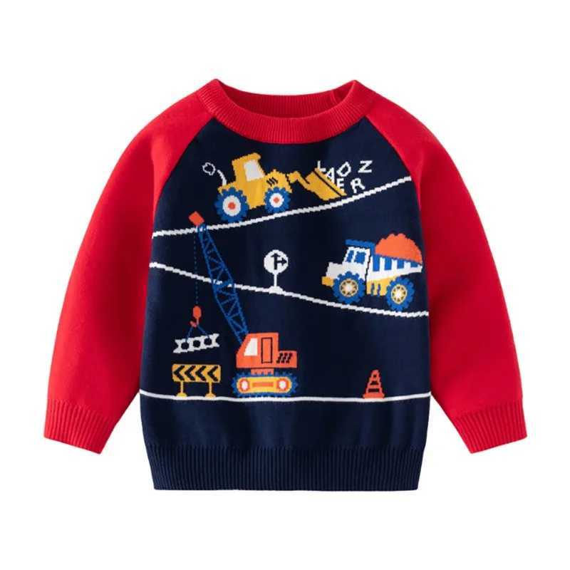 Winter childrens sweaters newborn boys and girls engineering automotive printing childrens knitting drawing warm sweaters autumn coats tops W241025