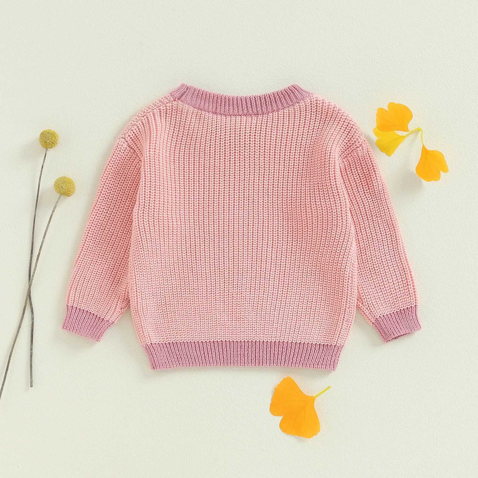 Fall Winrer childrens warm sweater long sleeved round neck contrasting color zipper childrens top knitted childrens clothing W241025