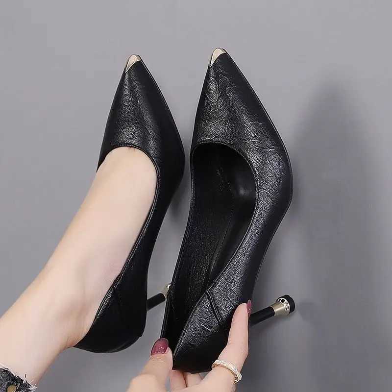 High Quality Womens formal shoes high heels regular leather casual womens shoes summer footwear Pointed Toe office pump trend A E T241024