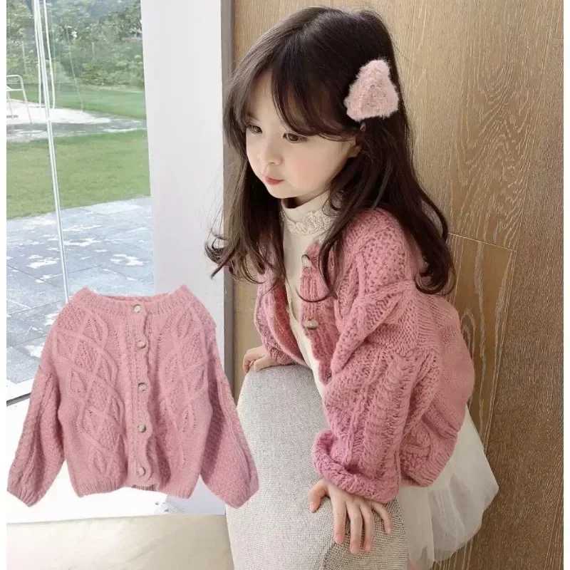 Childrens Clothing 2023 Autumn Girls Cardigan Fashion Childrens Sweater Girls Knitted Shirt Top Roupa Baby W241025
