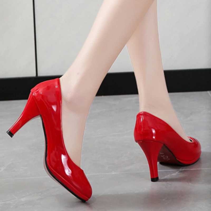High Quality High Heels Womens White Wedding Shoes Thick High Heels Fi Party Pump High Heels Black Red Large Size 35-41 T241024