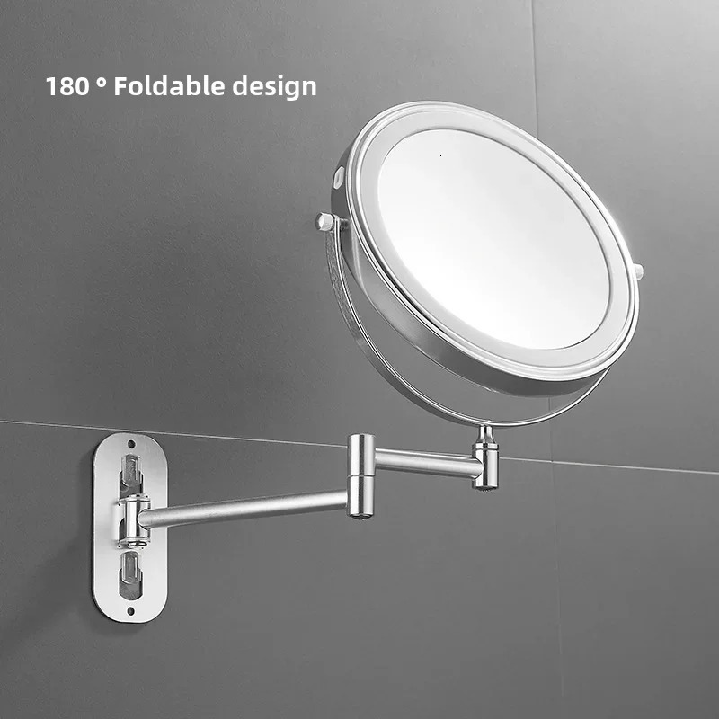 Bathroom luminous beauty mirror punchfree makeup LED with light foldableing telescopic magnifying el wallm 241024